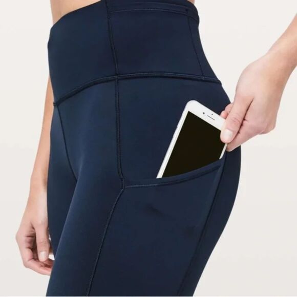 Lululemon Fast & Free 7/8 Tight II Nulux 25" Non Reflective - Navy 4 - Picture 3 of 10